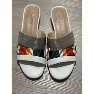Van Eli Women's White Multi Color Stripe Slide Sandals‎ Size 7N